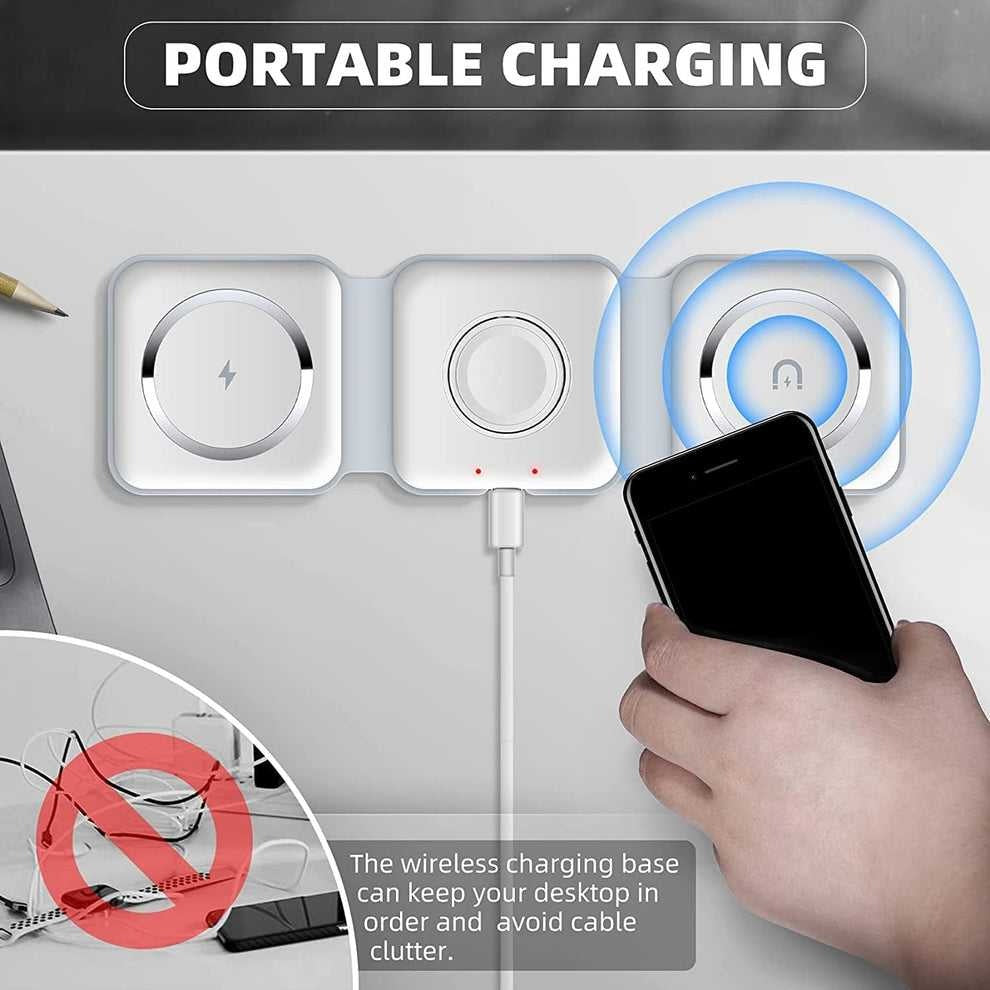 3-in-1 Wireless Charging Pad – Fast Qi-Certified Charger for iPhone, AirPods & Apple Watch