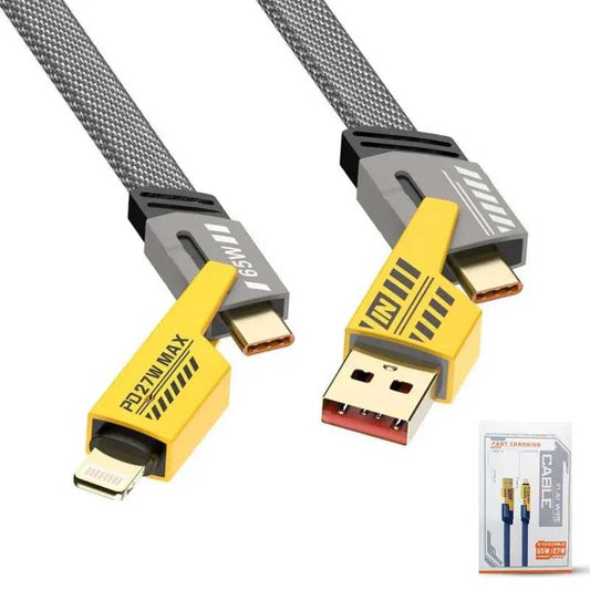 4-in-1 Multi USB PD Charging Cable – Type-C, Lightning & USB Fast Charger