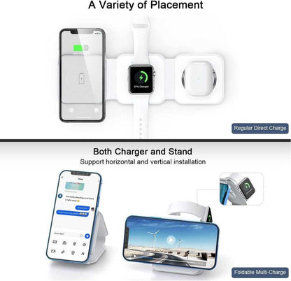 3-in-1 Wireless Charging Pad – Fast Qi-Certified Charger for iPhone, AirPods & Apple Watch