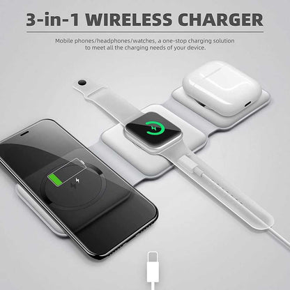 3-in-1 Wireless Charging Pad – Fast Qi-Certified Charger for iPhone, AirPods & Apple Watch